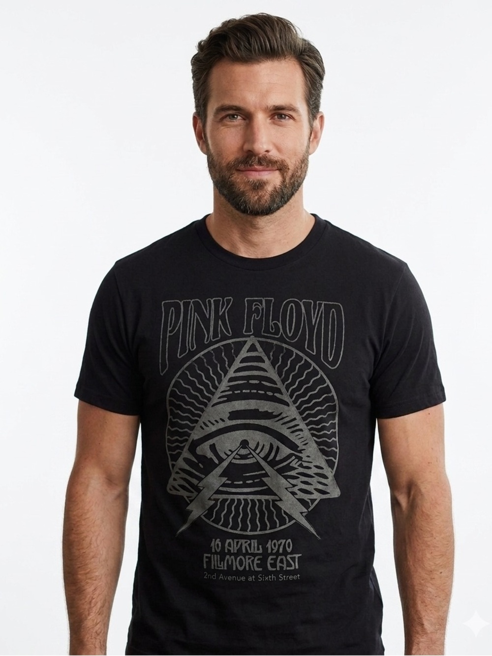 Pink Floyd Black Graphic Tee with Black Print